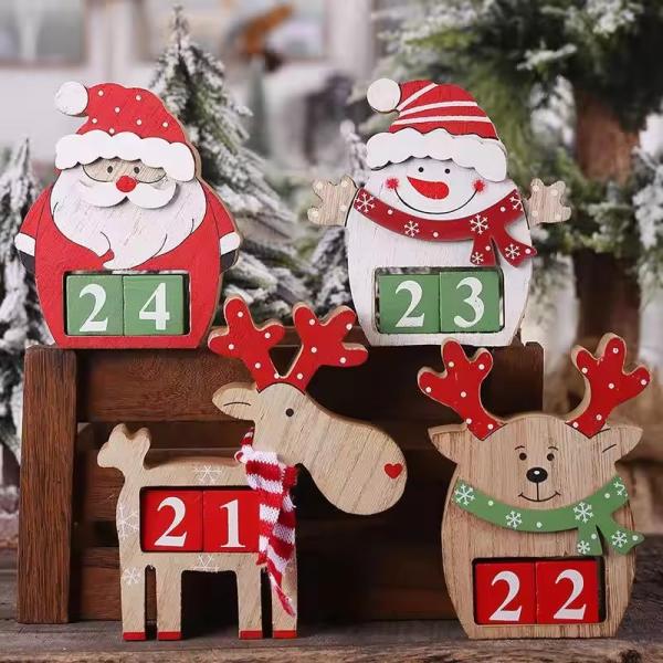 Customized DIY Christmas wooden countdown calendar Christmas ornaments Santa elk ornaments