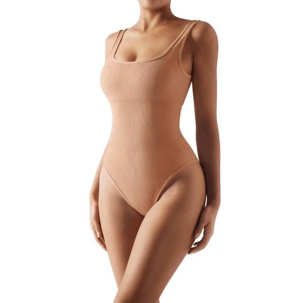                  Jumpsuit Sportswear Ribbed Yoga Seamless Set One Piece Sleeves Workout Bodysuits for Women             