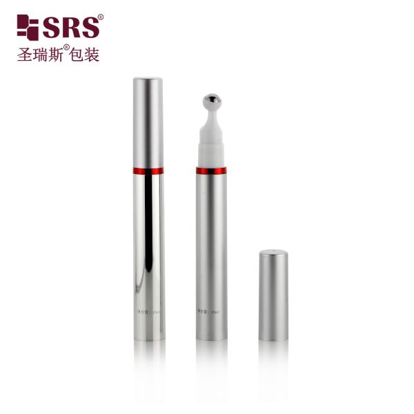 Luxury Plastic 5ml 10ml 12ml 15ml Eye Gel Cream With Metal Ball Airless Plastic Bottle Roller Cosmetic Packaging