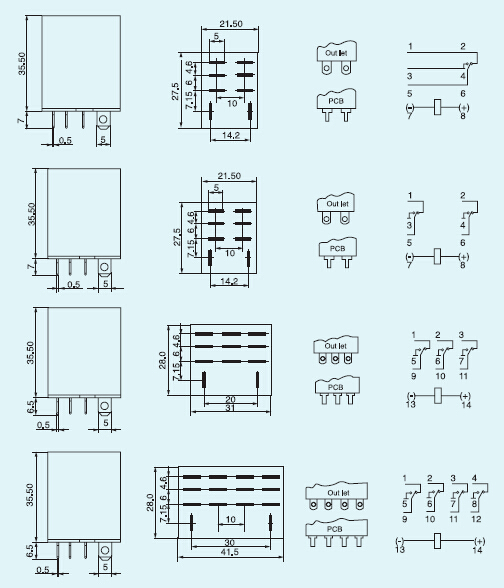 LY Series Electromagnetic Solid State Relays Low Power Miniature
