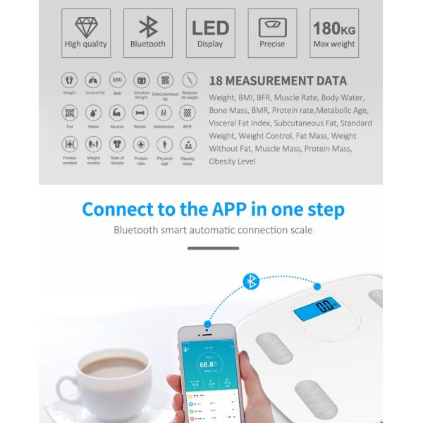Round Edge Full ABS Plastic Smart Bluetooth Body Analyser Scale