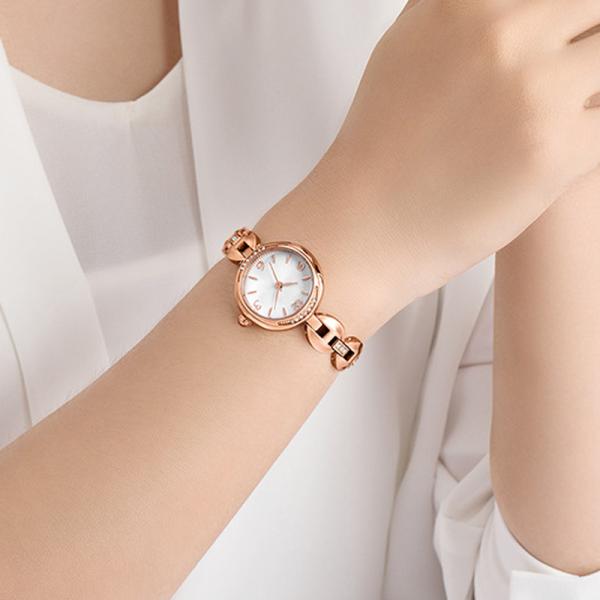 Bangle Women Quartz Wrist Watch Diamond Encrusted Jewelry Buckle