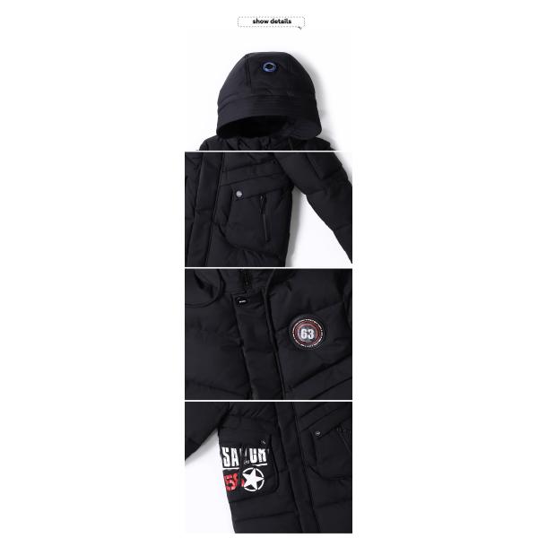 Bilemi Solid Black Thick Hooded Warm Boys Winter Jacket Fashion Parka Kids Downcoat