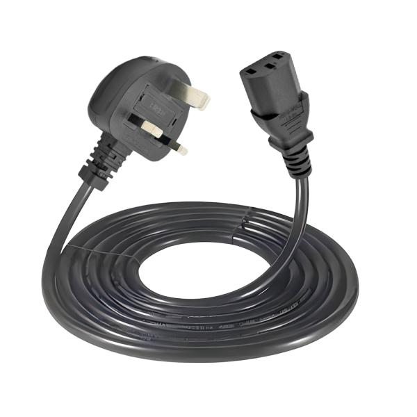 UK Power Cord Supply 3 Pin Pure Copper Fuse Plug Cable C13 Extension Power Cords 3ft 5ft 6ft 10ft Home Appliance