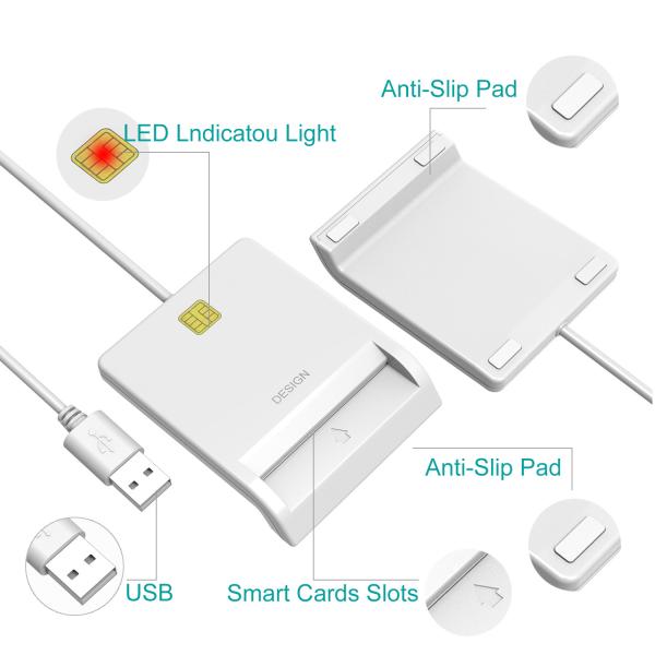 2025 New Launched Products White Id Usb Universal Smart Card Reader