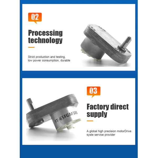 FT-65FGM500 Slow Speed 12V DC Motor 1-200rpm High Torque DC Gear Motor For Valve
