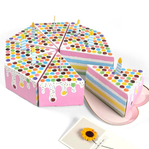 Pink Triangle Cake Shaped Gift Box Set Birthday Party Favors Wedding Candy Box Table Decor With Strawberry
