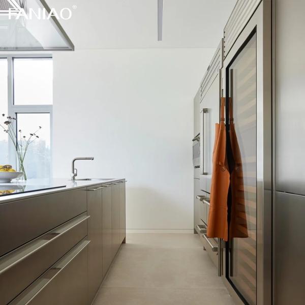 Wholesale Price 304 Stainless Steel Kitchen Cabinets Modern Wooden White High Gloss Kitchen Pantry Cabinet With Sink