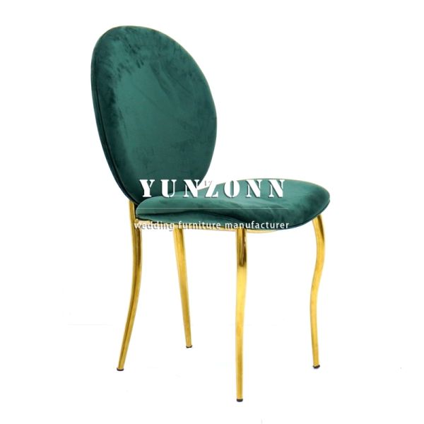Wholesale Dining Room Furniture Nordic Velvet Green Luxury Gold Stainless Steel Base Hotel Fabric Dining Chair