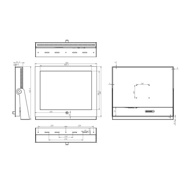 VGA DVI монитора IP65 нержавеющей стали Nits 45W 1000 с кронштейном