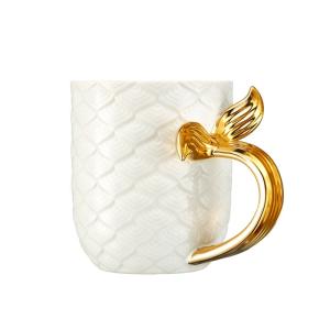 Coffee Mug With Gold Handle Rough Clay Coffee Mug White Ceramic Mug Tazas