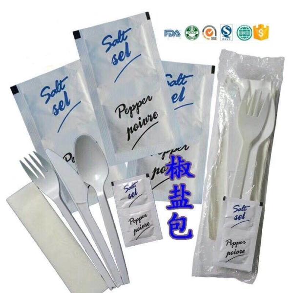 Disposable Cutlery Pack with Polylactic Acid Fork Spoon and Customized Napkin