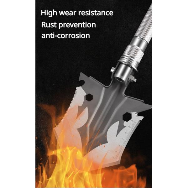 Outdoor multifunctional military shovel, camping survival, mountaineering, fishing, four section shovel, foldable garden