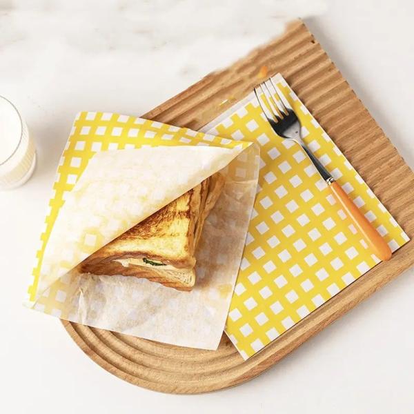 Disposable Oil Resistant Greaseproof Burger Paper For Cooking Baking Food Packaging