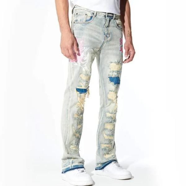                  Custom Slim Fit Jeans Skinny Streetwear Straight-Leg Premium Stretchy Pants Denim Jeans for Men             