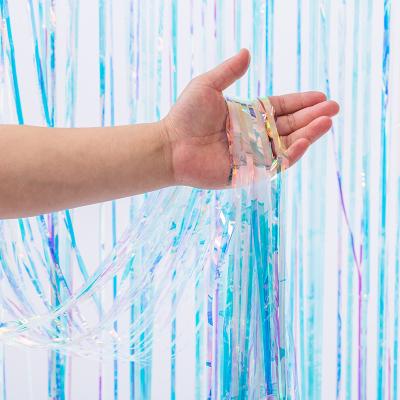 Blue Silver Fringe Backdrop 100x200cm Foil Fringe Backdrop Custom