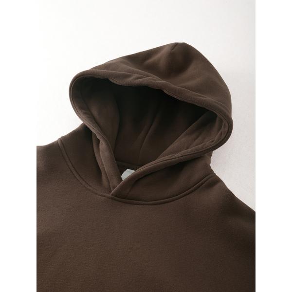 Thick French Terry Fleece Men'S Big Oversized Hoodie Drop Brown Grey Shoulder Hoodies Style Pullover