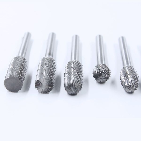 Double Cut Tungsten Carbide Rotary Burr with 1/4 Inch Shank and 70-90HRA Hardness for Metal Deburring