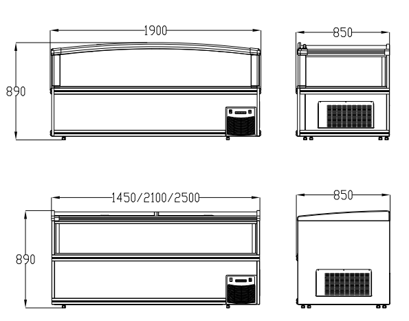 Commercial Chest Freezer With Static Cooling System Equipped With Low-E Sliding Glass Doors And An Inverter Compressor