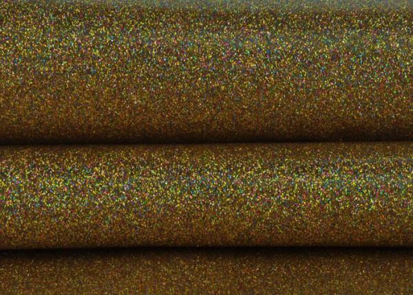 Synthetic Mirror Leather Glitter Fabric Roll / Gold Glitter Fabric 0.4mm Thickness
