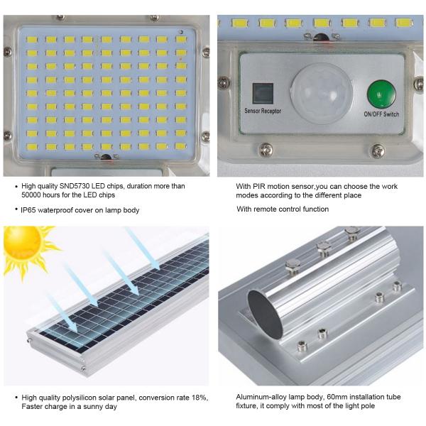Стойте самостоятельно 100W 120W 150W 200W 300W умное на открытом воздухе Lamparas Solares привело интегрировало все в одном уличном свете СИД солнечном