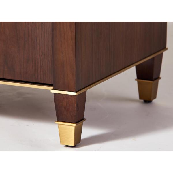 Glass top walnut wood veneer 3 drawers bed side table,night stand for hotel bedroom furniture
