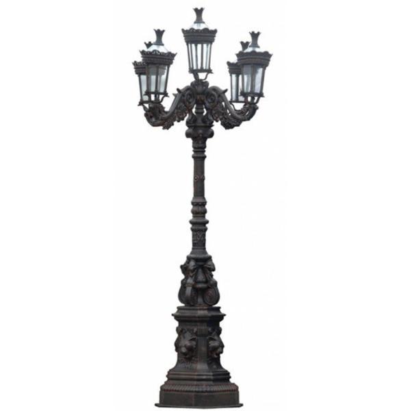 Twin Head Sand Cast Iron Lamp Post Decorative Street Lamp Post Pole