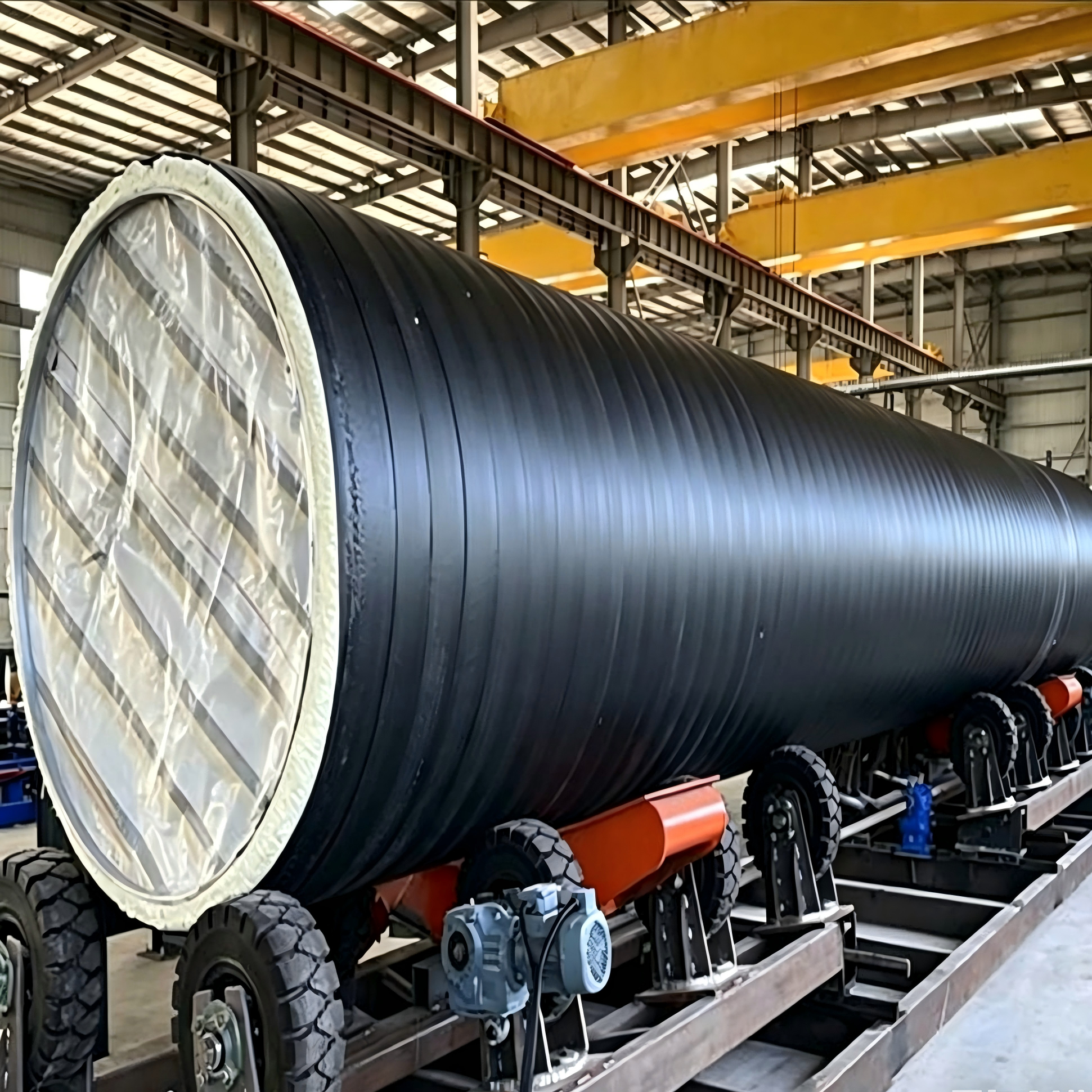 Continuous PUR Spray PE Wrapping Pre-Insulated Pipe Production Line for District Heating