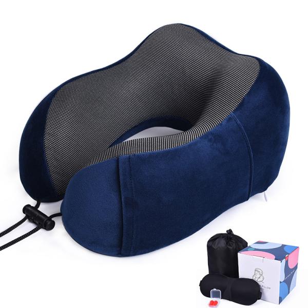 Comfortable Neck Support Pillow with Hood Memory Foam Roll Travel Pillow