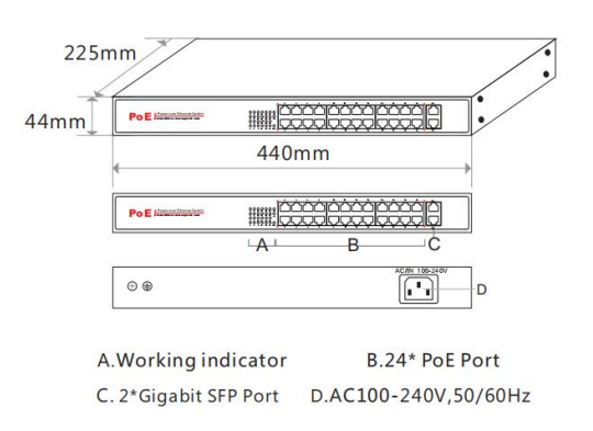 26-Port Full Gigabit PoE Fiber Switch (DF-2F-24GP)