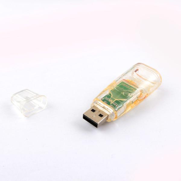 Пластмассовый жидкий USB флэш-накопитель Наш боковой пластиковый внутри утка может индивидуально сделан
