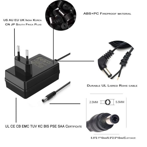 EU AU BIS EMC PSE 12v 5 Amp Power Adapter , Dc Power Supply Adapter