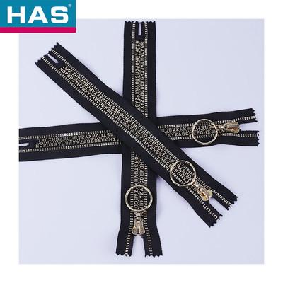 Lightweight Open Tail Resin Zipper With Alloy Circular Ring Gold Plated For Clothing And Pants Sample
