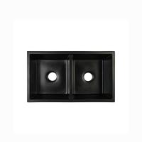 Lavabo doble de piedra del fregadero de cocina del cuarzo del hexágono bajo alta dureza negra
