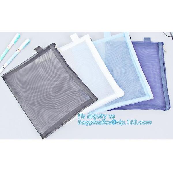 A5 A4 SIZE PU document bag file bag holer mesh bag pouch with zipper, waterproof fiber mesh a4 size zipper file folder