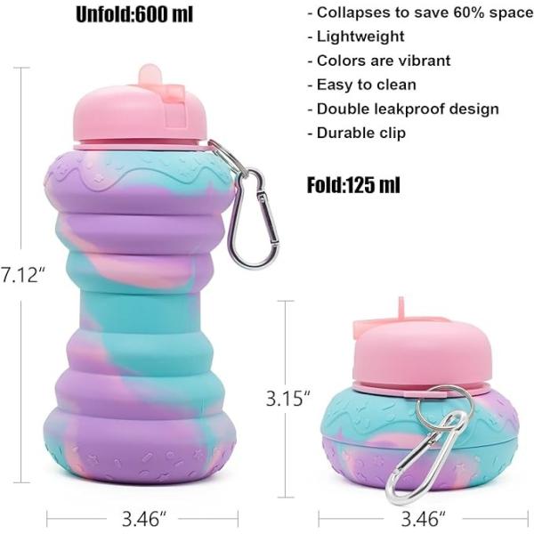 Botella de agua plegable para niños botellas de agua plegable para niños botellas de agua de silicona para estudiantes