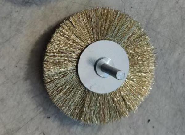 Hot Selling 75mm Crimped Brass Wire Rust Removal Cleaning Brush with Shank 6mm