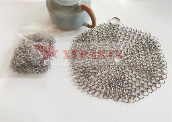 316 Round Rings Stainless Steel Chain Mail Scrubber For Washing Cast Iron Pan
