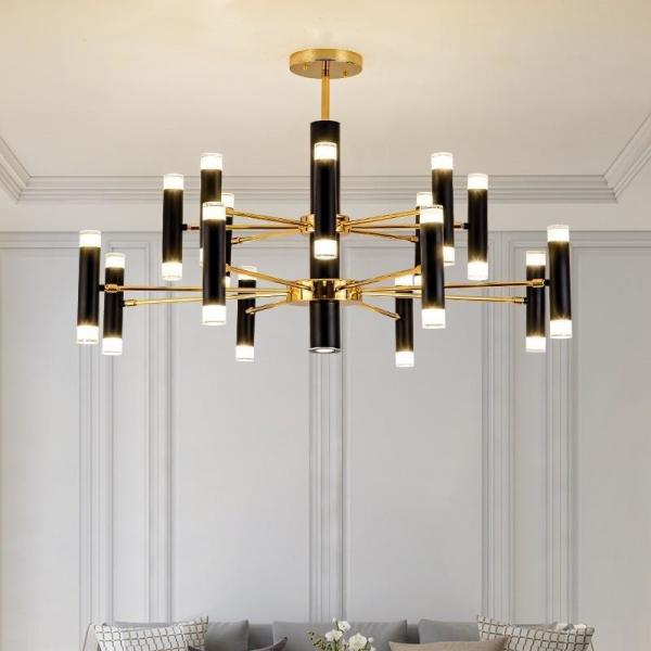 JYLINGHTING Modern Simple Copper Chandelier Metal Hanging Lighting For Home Decor Hotel Restaurant Salon Ceiling Installation Modern Pendant Light