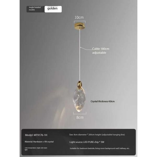 Light Luxury Modern Bedroom Bedside Lamp Living Room Creative High Grade Sense Crystal Pendant Light Simple Restaurant Bar Small Chandelier