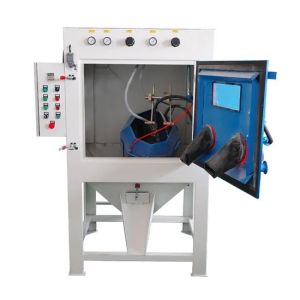 Rotary Drum Automatic Sand Blasting Machine For Small Metal Parts Batch Cleaning