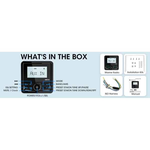 Waterproof Boat Audio Marine Stereo Digital Marine Grade Player FM AM Boat Car MP3 Player