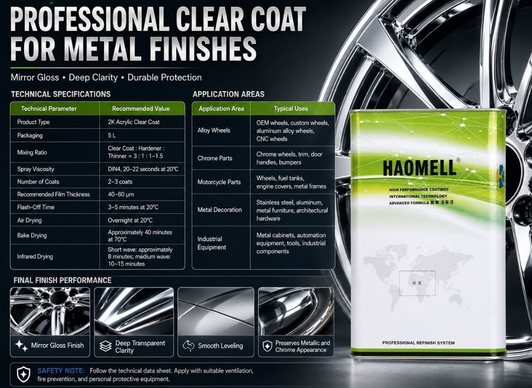 Gate 2K Alloy Wheel & Chrome Clear Coat | High Adhesion Mirror Gloss Scratch-Resistant Acrylic Clearcoat, 5L