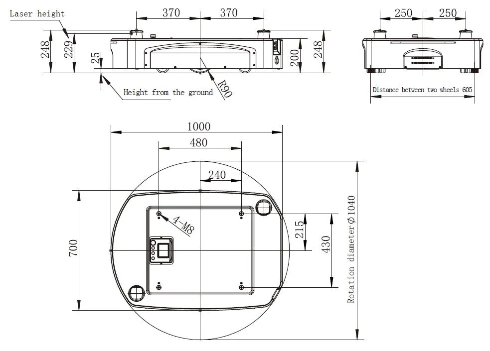 Wellwit 300kg Capacity Lidar Slam Extensible Mobile Robot Chassis