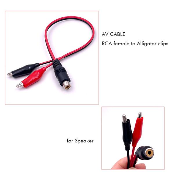 RCA Female AV to Alligator Clips Cable for Speaker