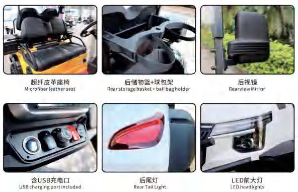 All-Terrain Off-Road Electric Golf Cart 2 Seats Trailing Arm Stabilizer Bar Independent Suspension Rugged Body