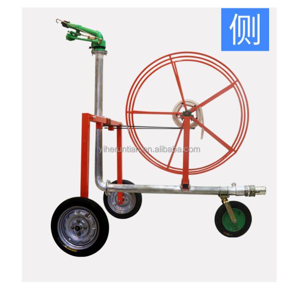 Gardening Metal Movable Farmland Irrigation Truck with Heavy Rain Gun Sprinkler and Garden Hose Reels