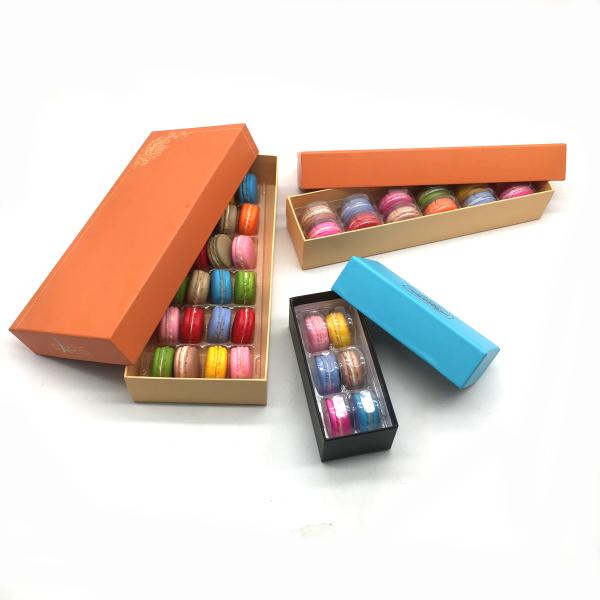 Macaron branco que empacota o produto comestível rígido 12Pcs de caixa de papel do presente com o interno claro plástico
