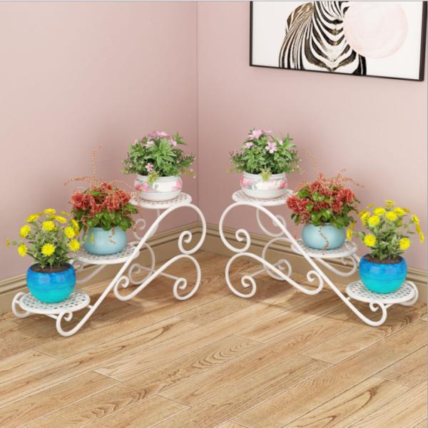 Metal 28cm Height Ornamental Plant Stand , Three Layers Metal Flower Pot Rack