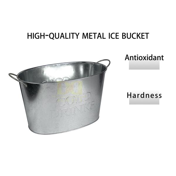 Stackable Oval Ice Bucket 5L 10L 15L Tin Beer Chiller Non-Slip Base Zinc-Plated for Catering Truck Food Service